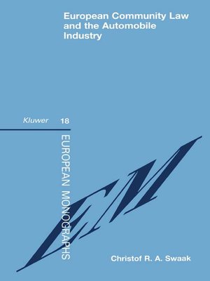 cover image of European Community Law and the Automobile Industry